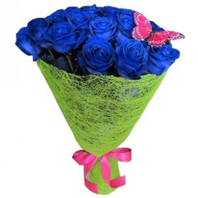 розы синие букетик