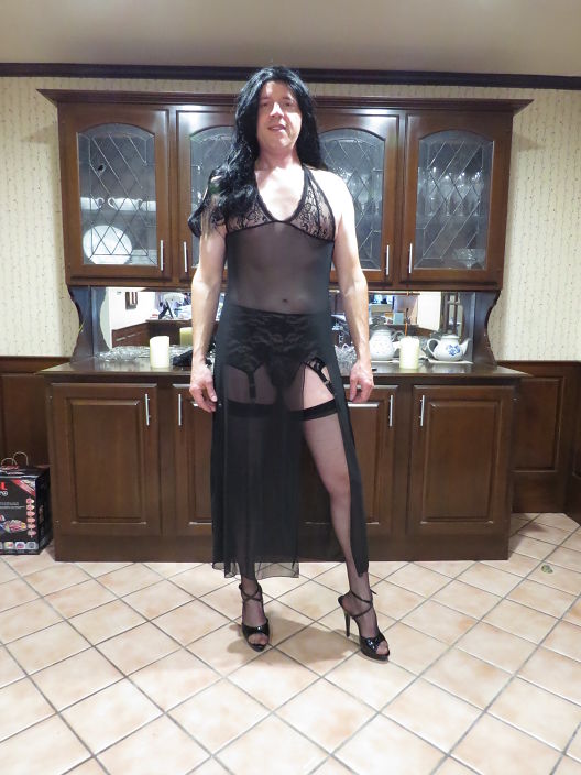 Black Sheer gown with garters