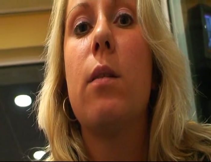 German blonde in restaraunt